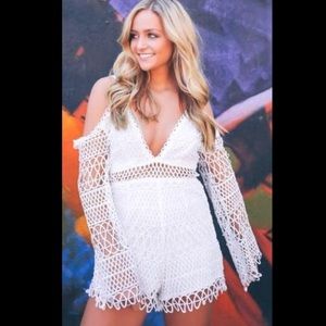 White Crochet Romper